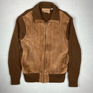 Vintage Van Cort Pigskin Leather Jacket Mens Med Sweater Cardigan Full Zip 70s